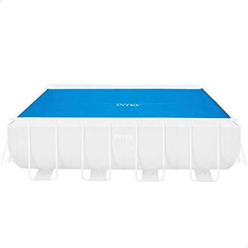 Intex 4M X 2M X 1M Prism Frame Rectangular Pool Set, Hellgrau & Solarabdeckplane für Ultra Frame rechteckig 400 x 200 cm, Stärke 160 Mikron