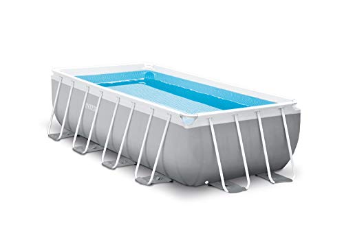 Intex 4M X 2M X 1M Prism Frame Rectangular Pool Set, Hellgrau & Solarabdeckplane für Ultra Frame rechteckig 400 x 200 cm, Stärke 160 Mikron