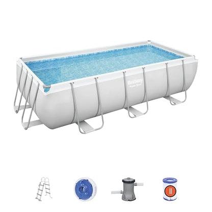 Freistehender Pool, 404 x 201 x 100 cm, Bestway Rechteckig, Power Steel Rohrpool
