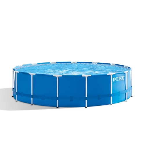 Intex Metal Frame Pool Set - Aufstellpool - Ø 457 x 122 cm - Zubehör enthalten, Grau, 28236