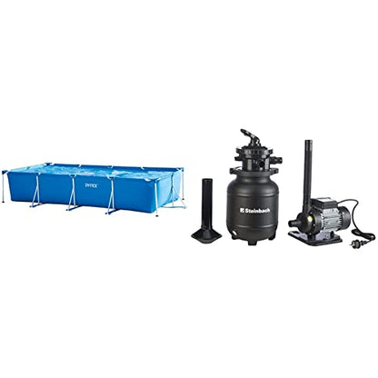 Intex Rectangular Frame Pool - Aufstellpool - 450 x 220 x 84 cm & Steinbach Filteranlage Active Balls+, Umwälzleistung 3,8 m³/h, Anschluss Ø 32/38