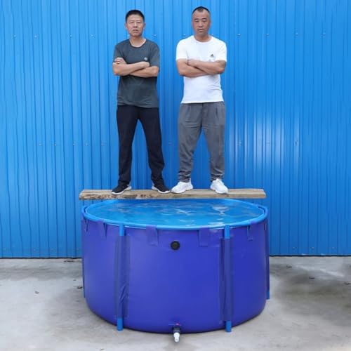 Tragbarer, runder PVC-Fischteich für den Außenbereich, 1060 l, mit Stoffauskleidung und Halterung für Koi/Fische, faltbares Wasserbecken 1,5 x 0,6 m