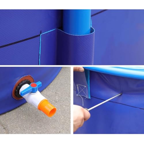 Tragbarer, runder PVC-Fischteich für den Außenbereich, 1060 l, mit Stoffauskleidung und Halterung für Koi/Fische, faltbares Wasserbecken 1,5 x 0,6 m