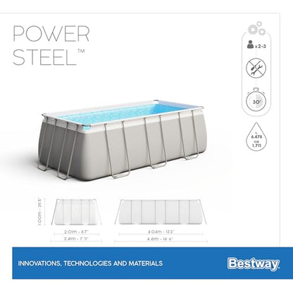 Freistehender Pool, 404 x 201 x 100 cm, Bestway Rechteckig, Power Steel Rohrpool