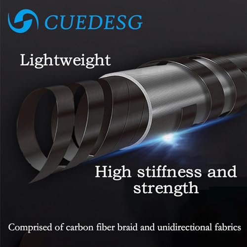 Carbon Fiber Pool Cue Stick 10.5mm/11.8mm/12.5mm,Low Deflection Pool Stick with Rare Wood Butt,Professional Cue Stick with Box Case