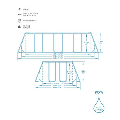 BESTWAY Power Steel Rectangular Pool Set 412x201x122 cm, Stahlrahmenpool-Set mit Filterpumpe und Zubehör
