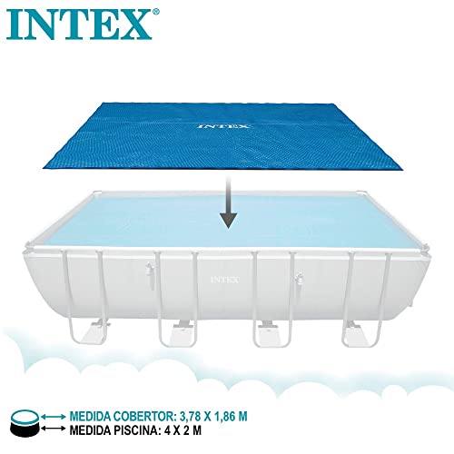 Intex 4M X 2M X 1M Prism Frame Rectangular Pool Set, Hellgrau & Solarabdeckplane für Ultra Frame rechteckig 400 x 200 cm, Stärke 160 Mikron