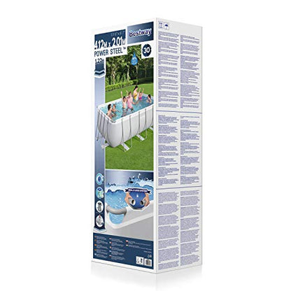 BESTWAY Power Steel Rectangular Pool Set 412x201x122 cm, Stahlrahmenpool-Set mit Filterpumpe und Zubehör