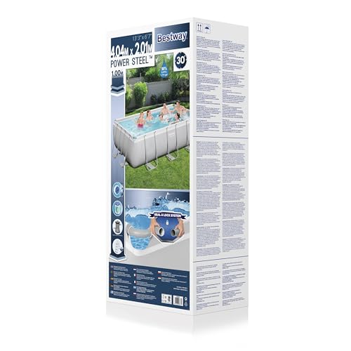 Freistehender Pool, 404 x 201 x 100 cm, Bestway Rechteckig, Power Steel Rohrpool