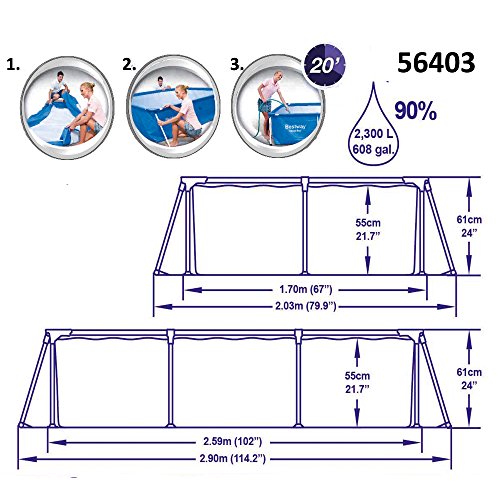 Bestway Frame Pool Deluxe Splash Jr. - Steel Pro, 259 x 170 x 61 cm, blau
