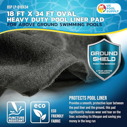 U.S. Pool Supply Ground Shield 4,7 m x 9,6 m ovale, robuste Poolfolie für oberirdische Schwimmbäder – schützt Poolfolie, verhindert Durchstiche