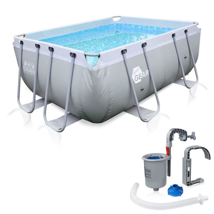 BESTWAY Power Steel Rectangular Pool Set 412x201x122 cm, Stahlrahmenpool-Set mit Filterpumpe und Zubehör