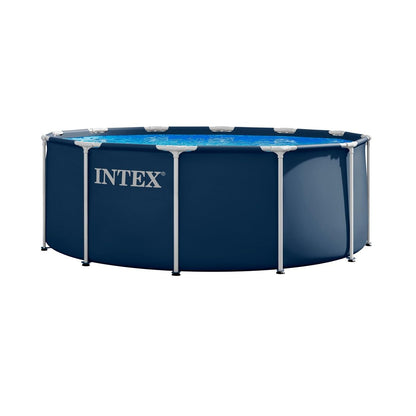 Intex Metal Frame Pool Set - Aufstellpool - Ø 457 x 122 cm - Zubehör enthalten, Grau, 28236