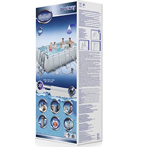 Bestway Swimming Pool, 404x201x100 cm, Rectangular, Steel Frame, 6478.0 Liters, Tri-Tech™, for Backyard Recreation and Summer Swimming Fun