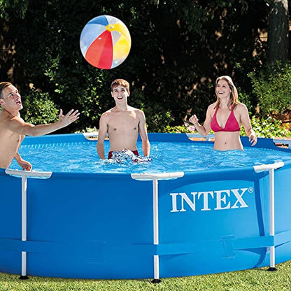 Intex 10 Foot x 30 Inch Round Metal Frame Backyard Above Ground Swimming Pool