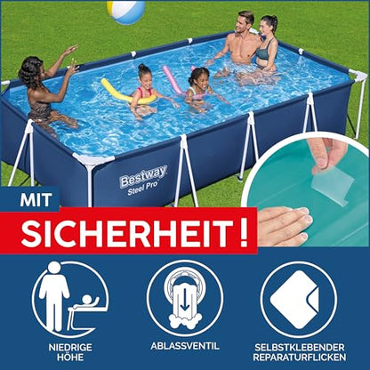 Bestway Steel Pro Frame Pool ohne Pumpe 400 x 211 x 81 cm , blau, eckig
