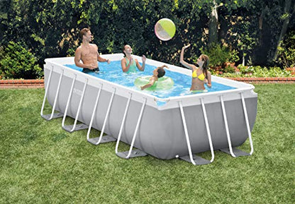 Intex 4M X 2M X 1M Prism Frame Rectangular Pool Set, Hellgrau & Solarabdeckplane für Ultra Frame rechteckig 400 x 200 cm, Stärke 160 Mikron