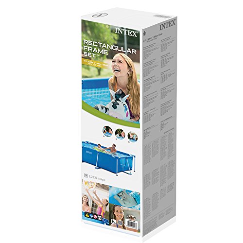 Intex Rectangular Frame Pool - Aufstellpool - 260 x 160 x 65 cm & Krystal Clear Cartridge Filter Pump - Pool Kartuschenfilteranlage - 900 L/H