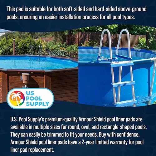 U.S. Pool Supply Ground Shield 4,7 m x 9,6 m ovale, robuste Poolfolie für oberirdische Schwimmbäder – schützt Poolfolie, verhindert Durchstiche