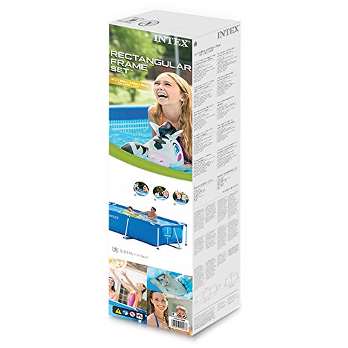 Intex Rectangular Frame Pool -Aufstellpool - 300 x 200 x 75 cm & Krystal Clear Cartridge Filter Pump - Pool Kartuschenfilteranlage - 900 L/H