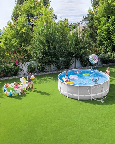 Intex Frame Pool Set Prisma Rondo Ø 305 x 76 cm, oberirdischer Pool, blau / weiß, 28702GN