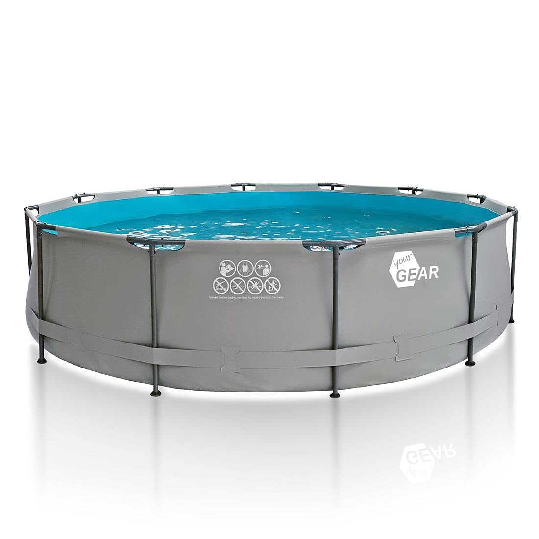 Intex Metal Frame Pool Set - Aufstellpool - Ø 457 x 122 cm - Zubehör enthalten, Grau, 28236