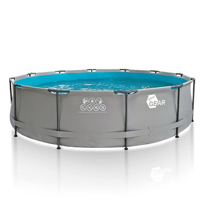 Intex Metal Frame Pool Set - Aufstellpool - Ø 457 x 122 cm - Zubehör enthalten, Grau, 28236