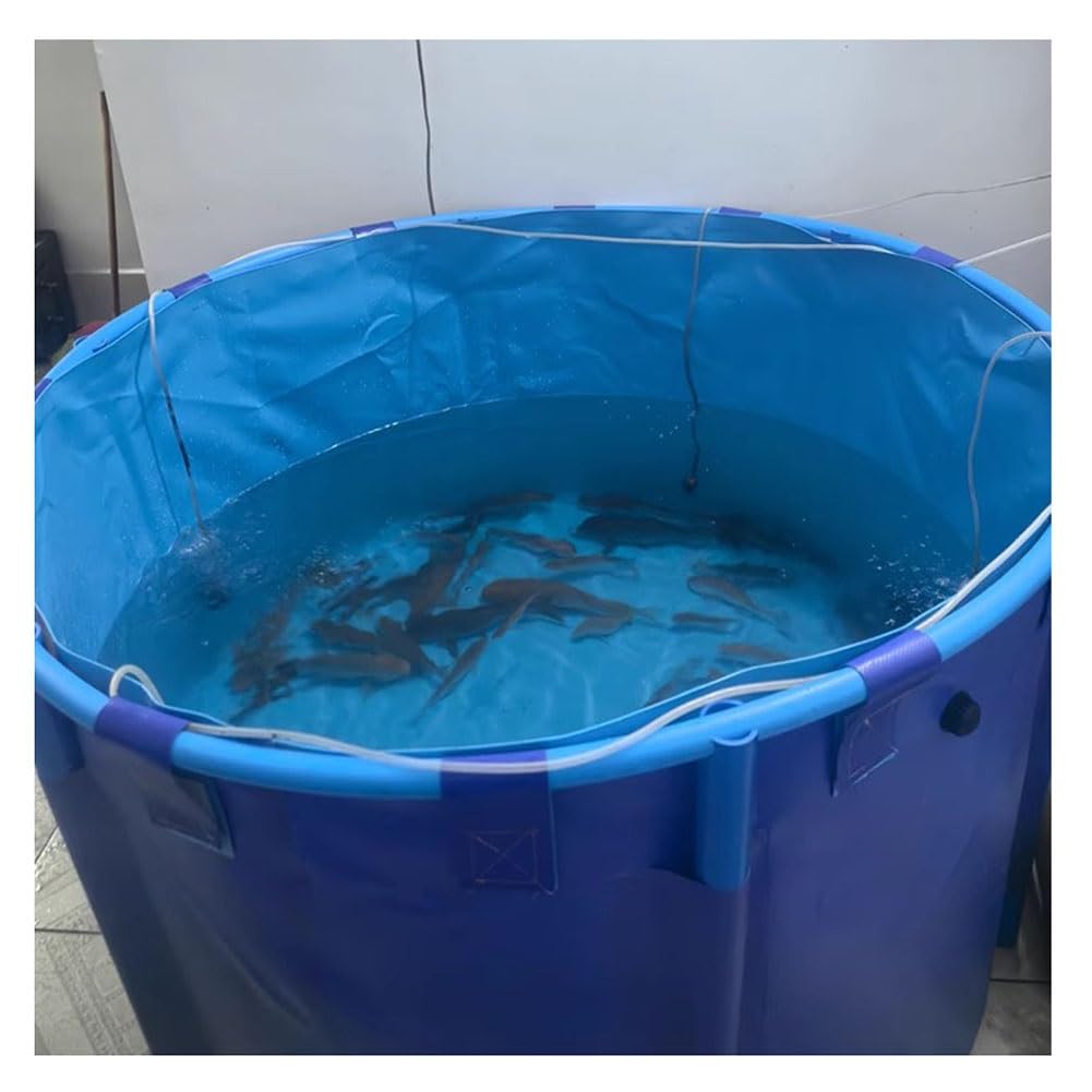 Faltbarer, runder PVC-Pool (628 l) mit Stützgewebe für Fische und Kois, blau, 1 x 0,8 m, ideal für Gärten und Hinterhöfe