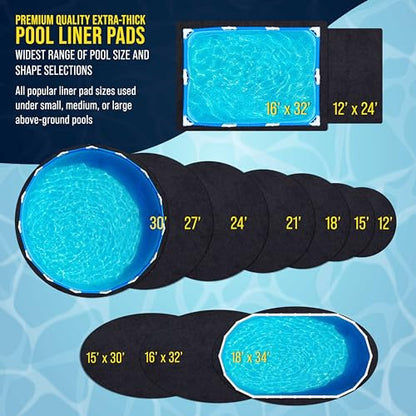 U.S. Pool Supply Ground Shield 4,7 m x 9,6 m ovale, robuste Poolfolie für oberirdische Schwimmbäder – schützt Poolfolie, verhindert Durchstiche