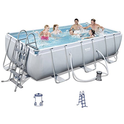 Bestway Swimming Pool, 404x201x100 cm, Rectangular, Steel Frame, 6478.0 Liters, Tri-Tech™, for Backyard Recreation and Summer Swimming Fun