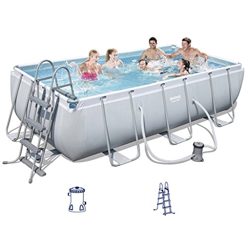 Bestway Swimming Pool, 404x201x100 cm, Rectangular, Steel Frame, 6478.0 Liters, Tri-Tech™, for Backyard Recreation and Summer Swimming Fun