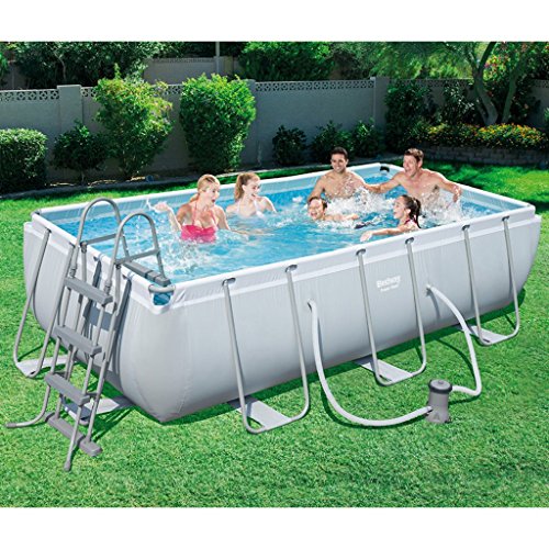Bestway Swimming Pool, 404x201x100 cm, Rectangular, Steel Frame, 6478.0 Liters, Tri-Tech™, for Backyard Recreation and Summer Swimming Fun