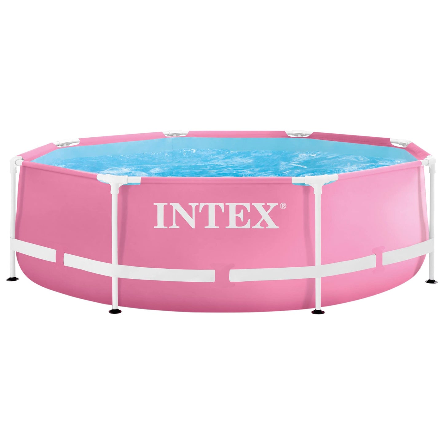 Intex 10 Foot x 30 Inch Round Metal Frame Backyard Above Ground Swimming Pool