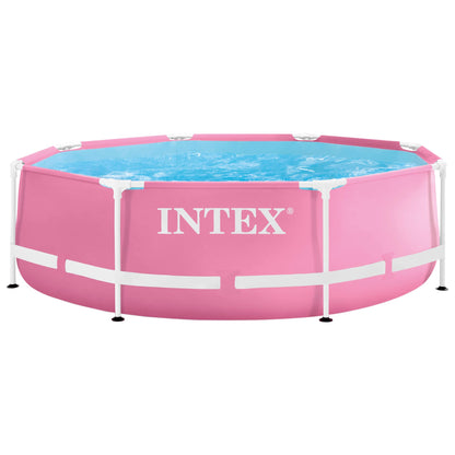 Intex 10 Foot x 30 Inch Round Metal Frame Backyard Above Ground Swimming Pool