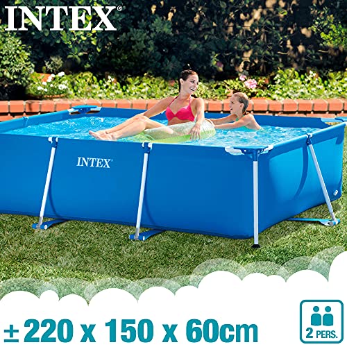 Intex Rectangular Frame Pool - Aufstellpool - 260 x 160 x 65 cm & Krystal Clear Cartridge Filter Pump - Pool Kartuschenfilteranlage - 900 L/H