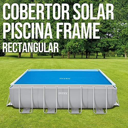 Intex 4M X 2M X 1M Prism Frame Rectangular Pool Set, Hellgrau & Solarabdeckplane für Ultra Frame rechteckig 400 x 200 cm, Stärke 160 Mikron