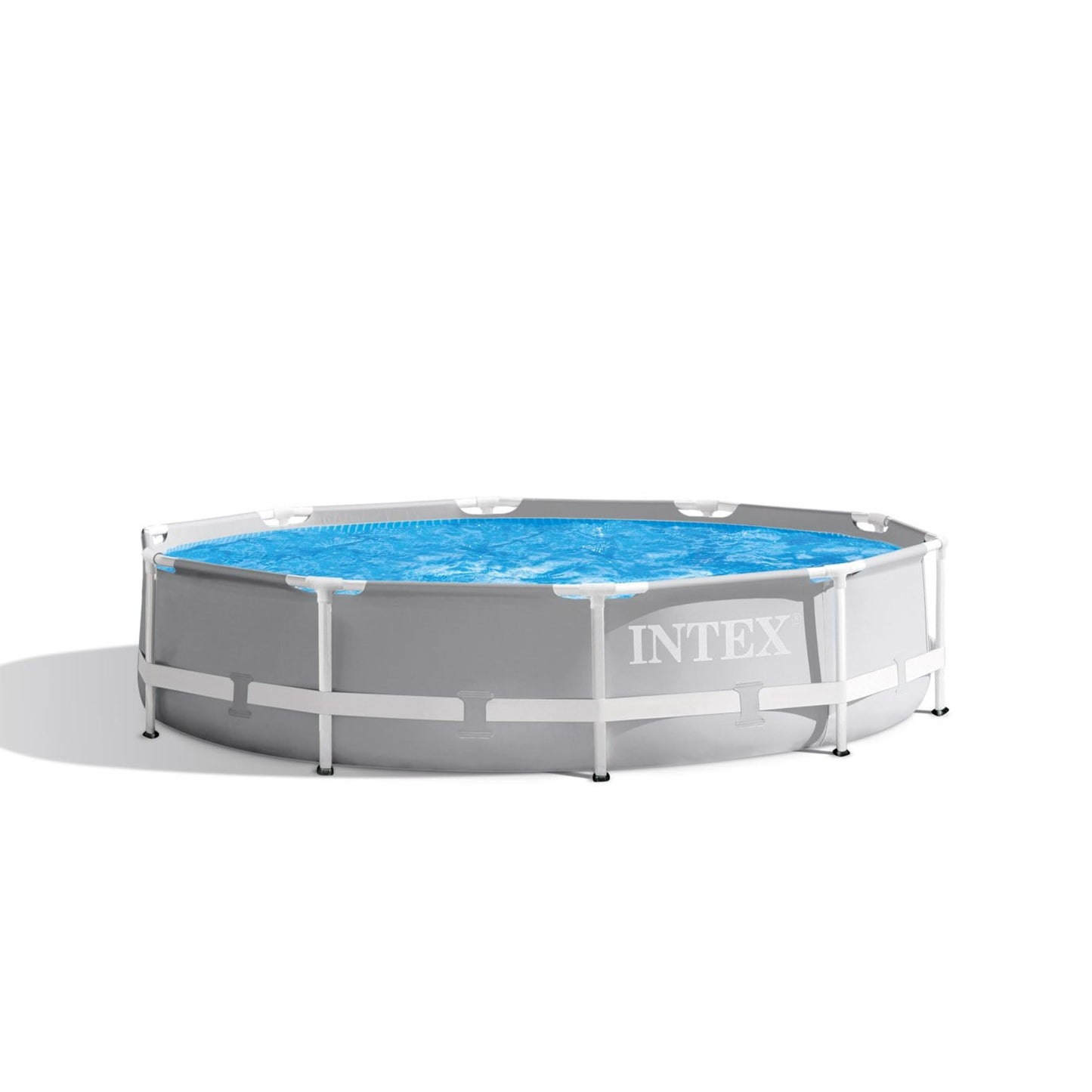 Intex 10 Foot x 30 Inch Round Metal Frame Backyard Above Ground Swimming Pool