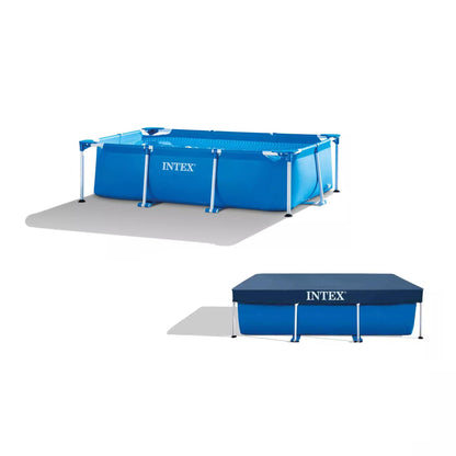Intex Rectangular Frame Pool -Aufstellpool - 300 x 200 x 75 cm & Krystal Clear Cartridge Filter Pump - Pool Kartuschenfilteranlage - 900 L/H