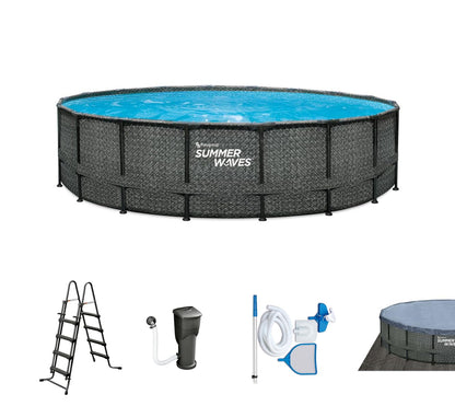 Intex Metal Frame Pool Set - Aufstellpool - Ø 457 x 122 cm - Zubehör enthalten, Grau, 28236
