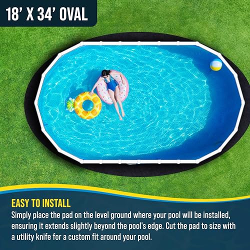 U.S. Pool Supply Ground Shield 4,7 m x 9,6 m ovale, robuste Poolfolie für oberirdische Schwimmbäder – schützt Poolfolie, verhindert Durchstiche