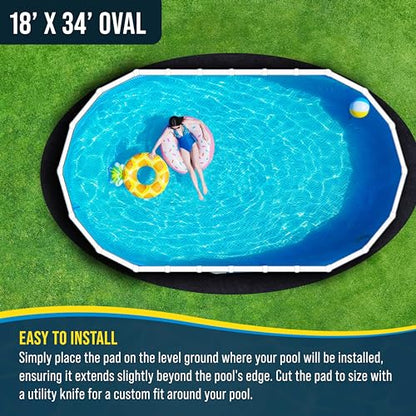 U.S. Pool Supply Ground Shield 4,7 m x 9,6 m ovale, robuste Poolfolie für oberirdische Schwimmbäder – schützt Poolfolie, verhindert Durchstiche