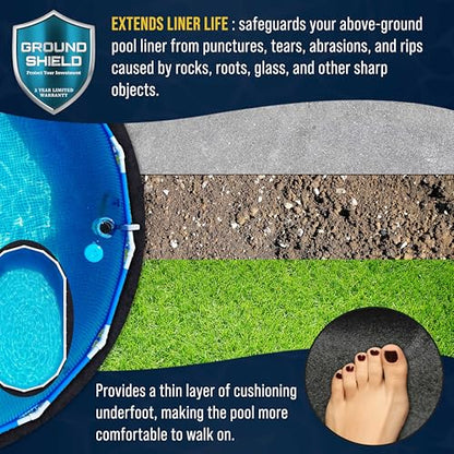U.S. Pool Supply Ground Shield 4,7 m x 9,6 m ovale, robuste Poolfolie für oberirdische Schwimmbäder – schützt Poolfolie, verhindert Durchstiche