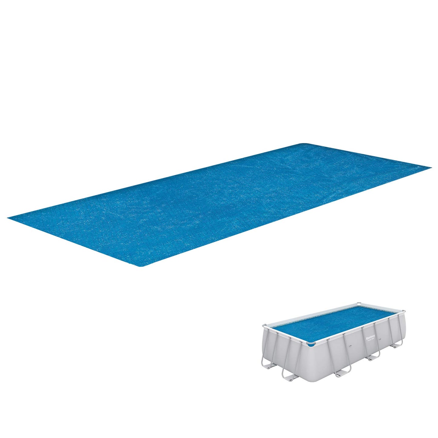 Intex 4M X 2M X 1M Prism Frame Rectangular Pool Set, Hellgrau & Solarabdeckplane für Ultra Frame rechteckig 400 x 200 cm, Stärke 160 Mikron