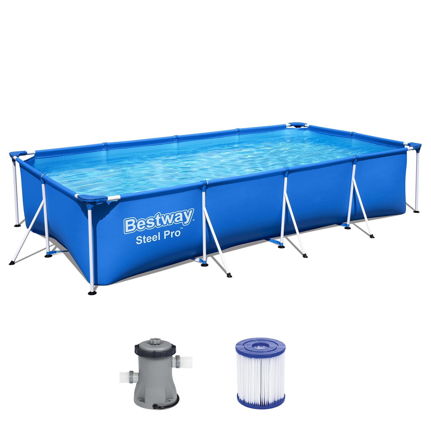 Bestway Steel Pro Frame Pool ohne Pumpe 400 x 211 x 81 cm , blau, eckig