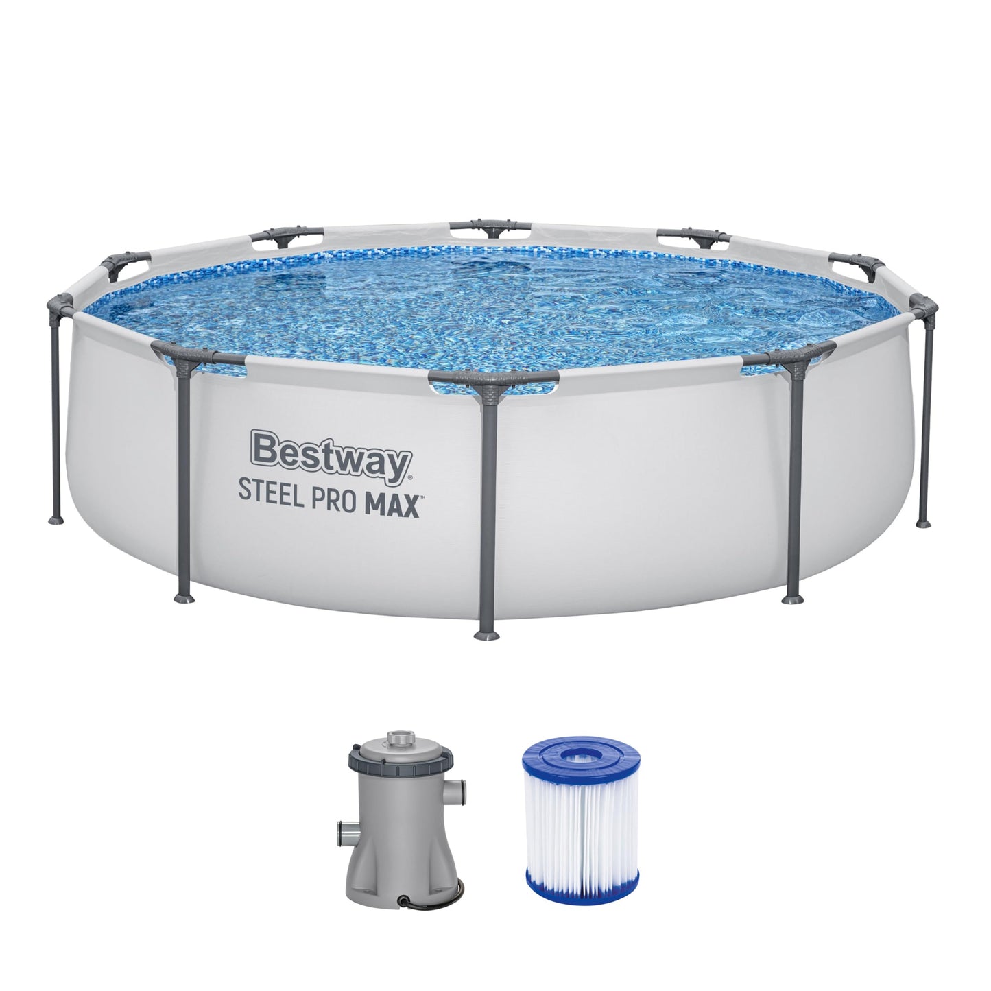 Intex Rectangular Frame Pool - Aufstellpool - 450 x 220 x 84 cm & Steinbach Filteranlage Active Balls+, Umwälzleistung 3,8 m³/h, Anschluss Ø 32/38