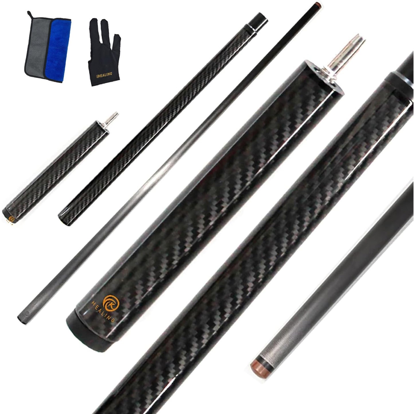 Carbon Fiber Pool Cue Stick 10.5mm/11.8mm/12.5mm,Low Deflection Pool Stick with Rare Wood Butt,Professional Cue Stick with Box Case