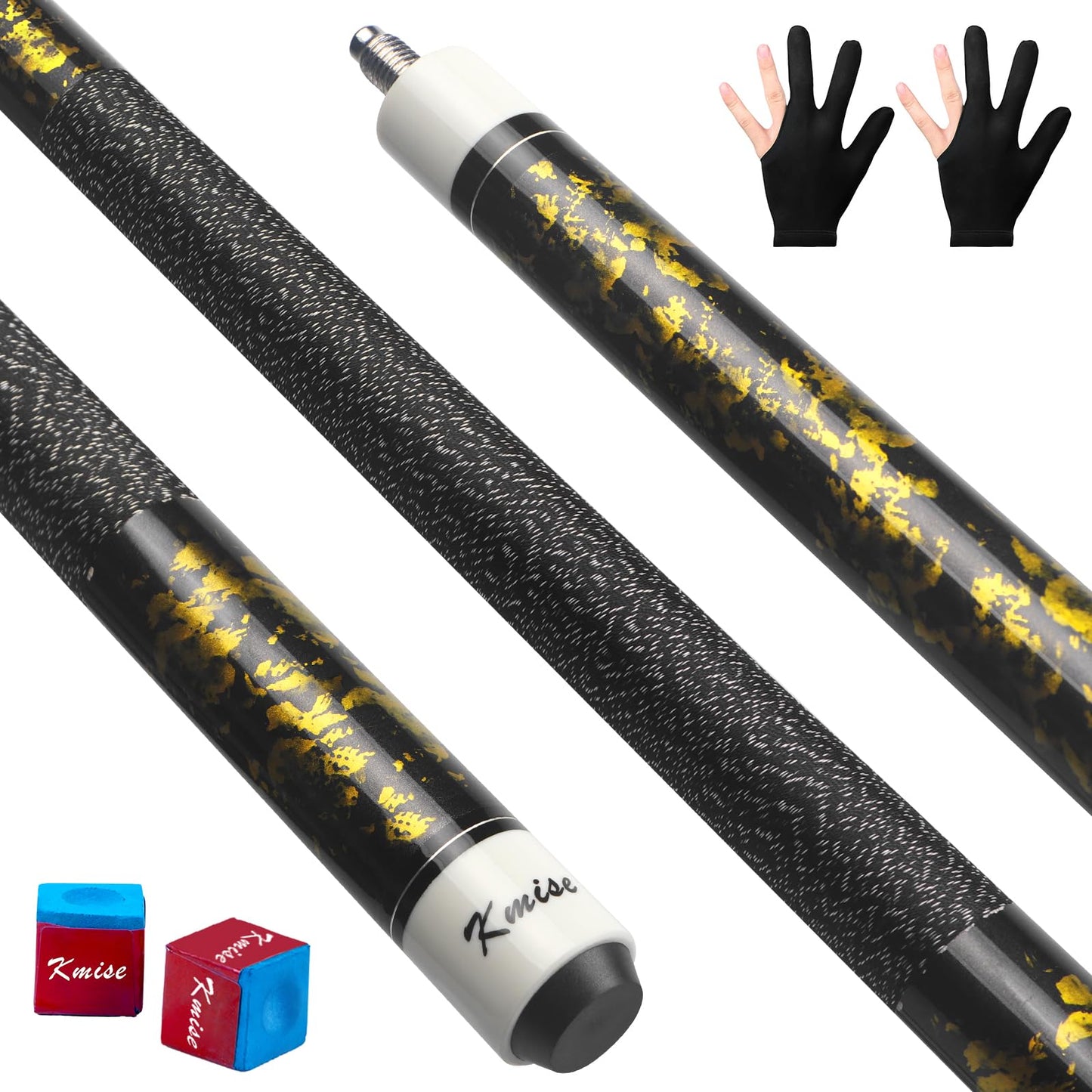 Carbon Fiber Pool Cue Stick 10.5mm/11.8mm/12.5mm,Low Deflection Pool Stick with Rare Wood Butt,Professional Cue Stick with Box Case