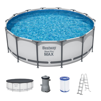 Intex Metal Frame Pool Set - Aufstellpool - Ø 457 x 122 cm - Zubehör enthalten, Grau, 28236