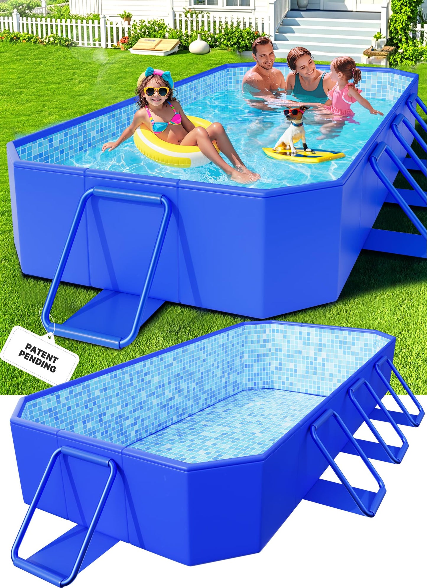 Bestway Frame Pool Deluxe Splash Jr. - Steel Pro, 259 x 170 x 61 cm, blau