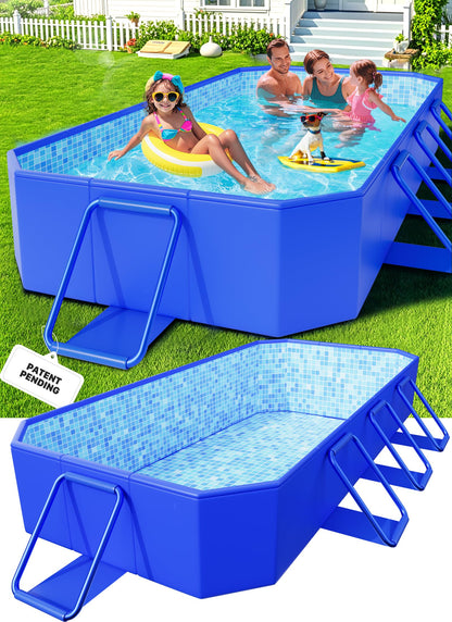 Bestway Frame Pool Deluxe Splash Jr. - Steel Pro, 259 x 170 x 61 cm, blau